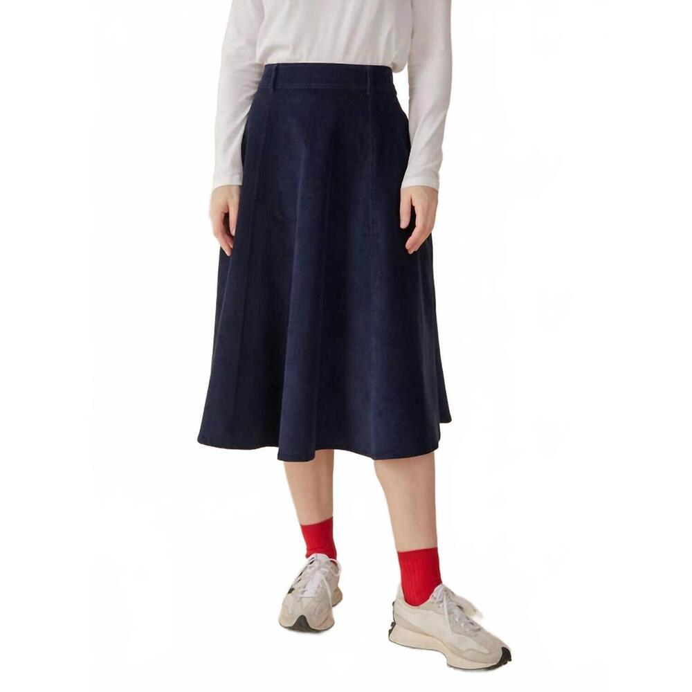 NEW MATA TRADERS emma corduroy skirt in navy